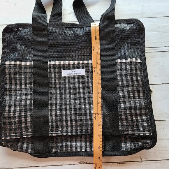 Arlene Morillo Black Pink Plaid Mesh Backpack - Adjustable Straps main image 6